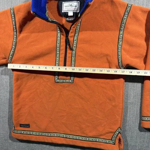 Wintergreen Fleece Sweatshirt Kids 9/10 Orange Polartec 1/4 Zip Nordic Trim - Picture 5 of 7